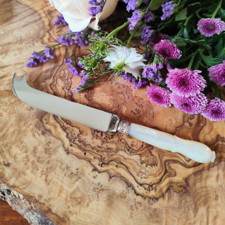 Exclusive Handcrafted Natural Mother of Pearl Cheese Knife - (Style 1)